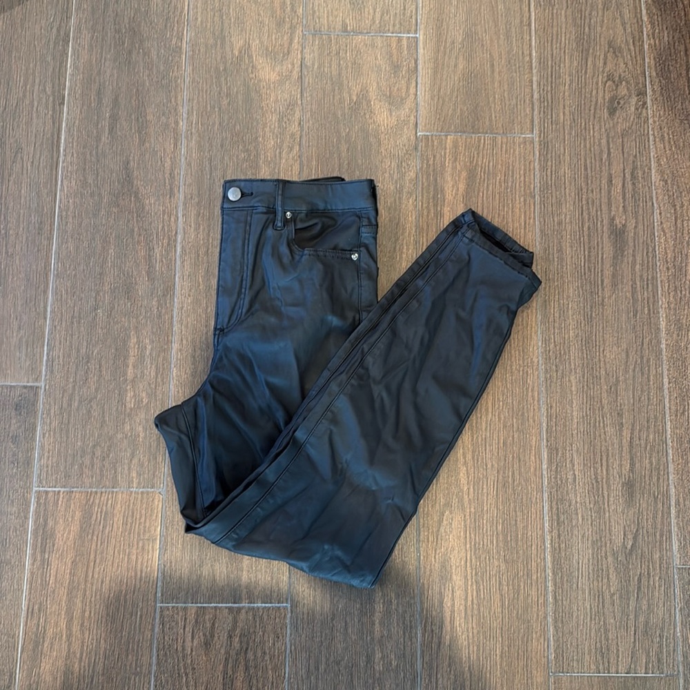 Black leather skinny pants size 30